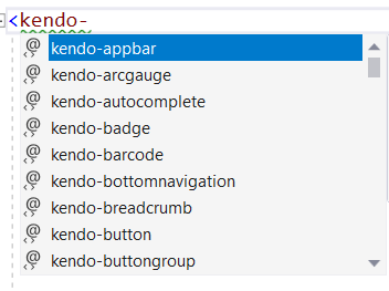 UI for ASP.NET Core Applying the TagHelper IntelliSense