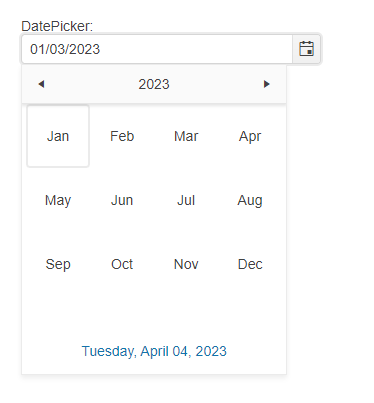 Sample Telerik UI for ASP.NET Core DatePicker