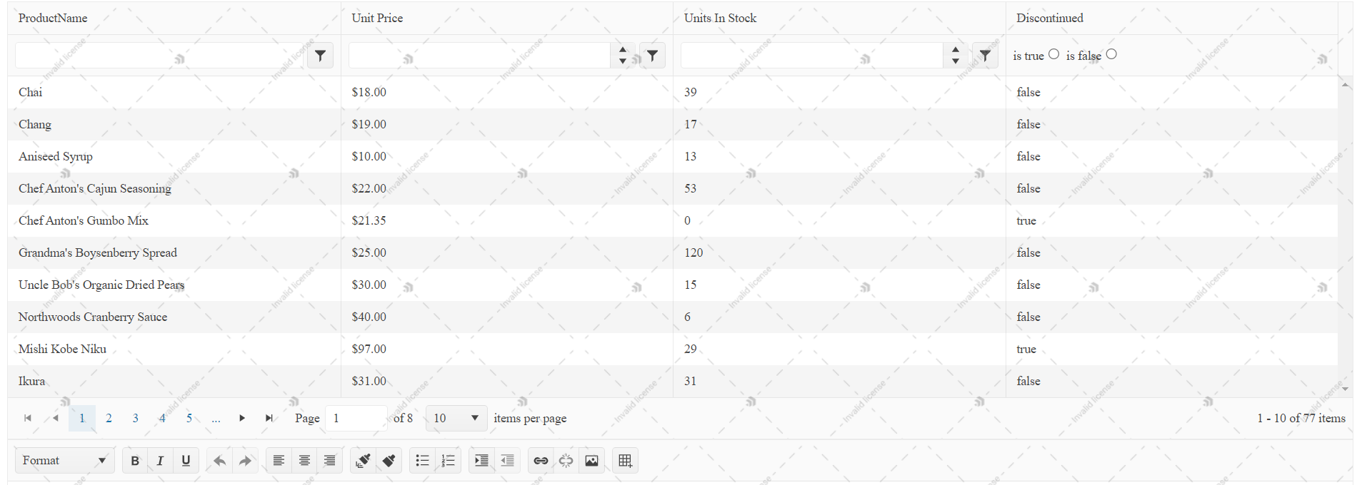 Watermark over Grid with Light Theme