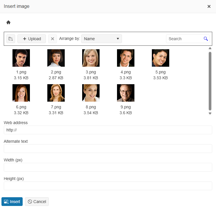 Advanced Image Browser Dialog of the Telerik UI for ASP.NET MVC Editor