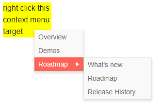 Blazor Context Menu Flat Data Overview