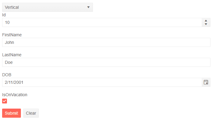 Form Orientation example
