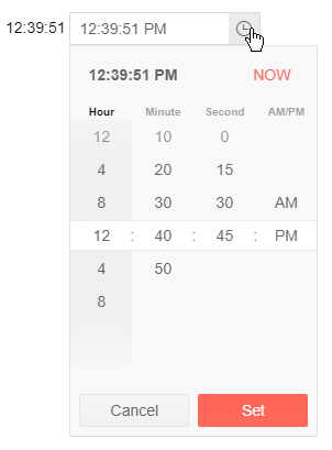 Intervals (steps) in the time picker