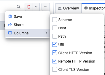 Manage columns from the Fiddler's UI