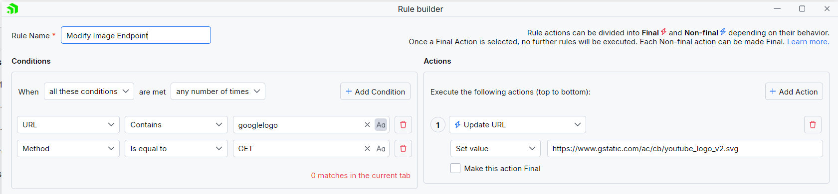 Creating "Modify Image Endpoint" rule
