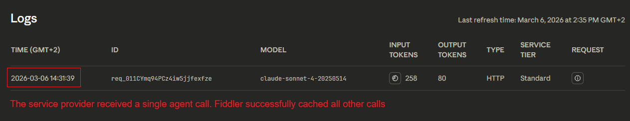 Result in the service provider