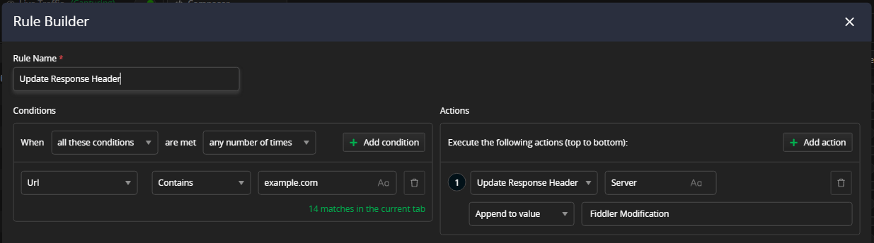 Update Response header with Append to value