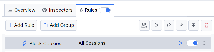 Activating the "Block Cookies" rule