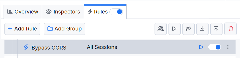 Activating the "Bypass CORS" rule