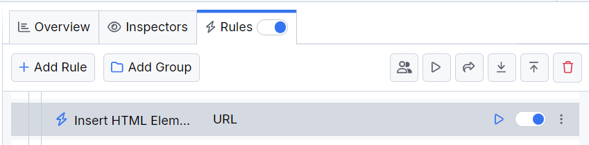 Activating the "Insert HTML" rule
