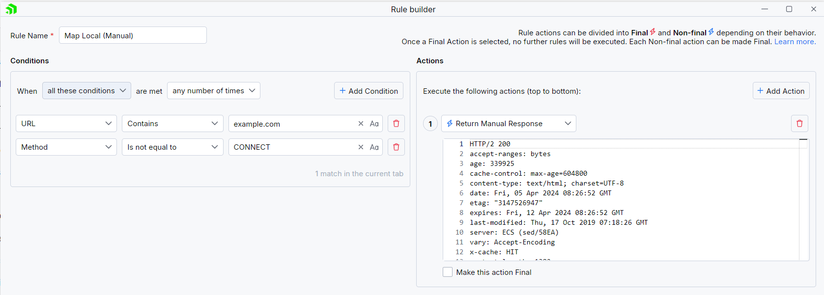 Creating "Map Local (Manual)" rule