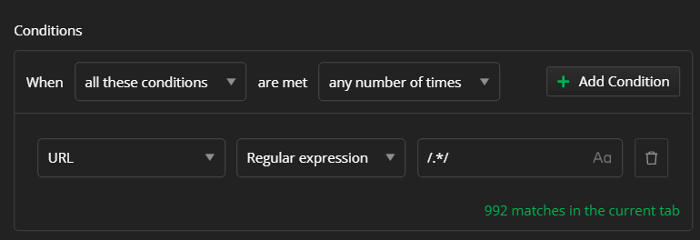 Matching all traffic through ReGex