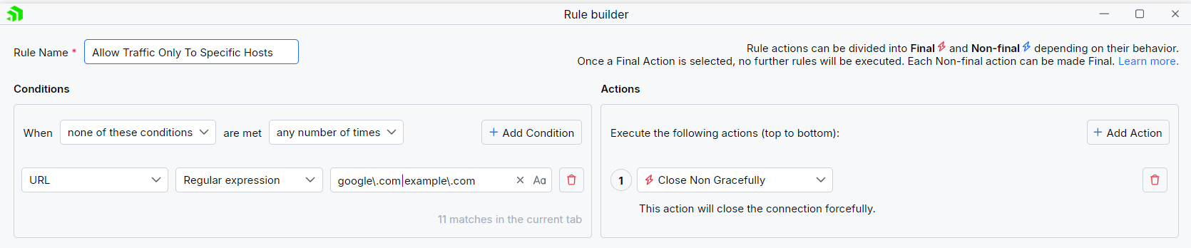 Creating "Allow Traffic To Specific Hosts" rule