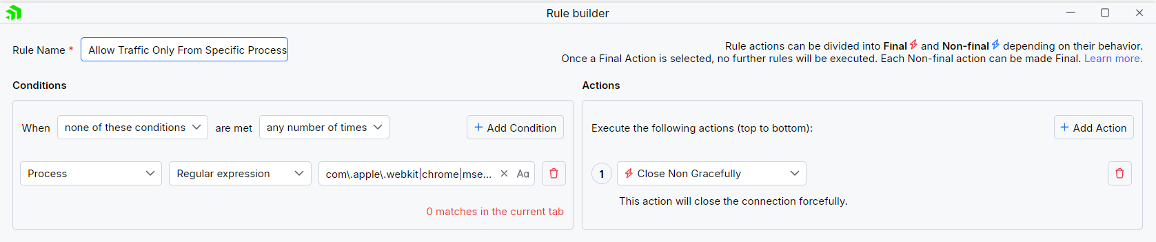 Creating "Allow Traffic from Specific Processes" rule