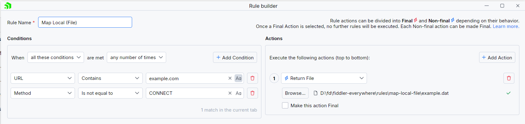 Creating "Map Local (File)" rule