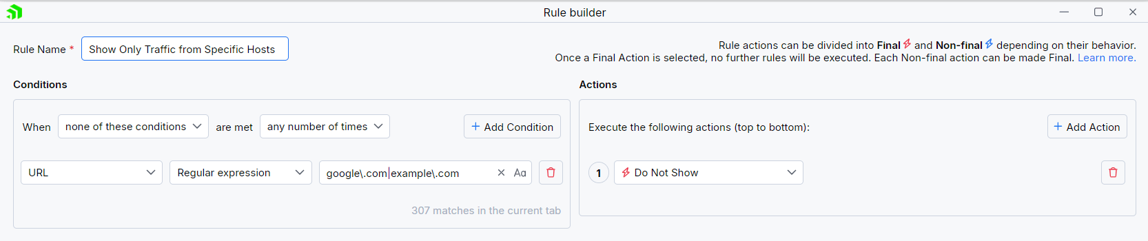 Creating "Show Only Host Traffic" rule