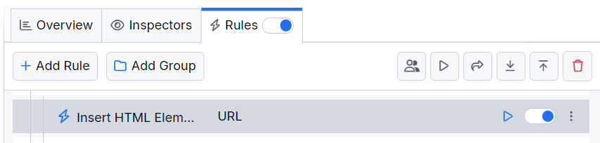 Activating the "Insert HTML" rule