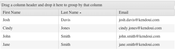 Kendo UI for jQuery Grid with Sorting Enabled