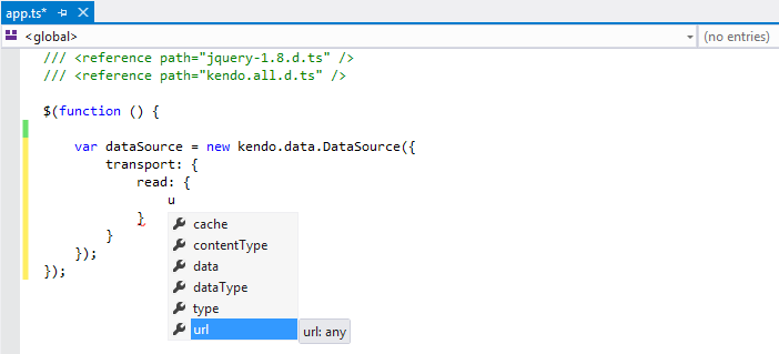 Kendo UI for jQuery Initializing a Kendo UI DataSource