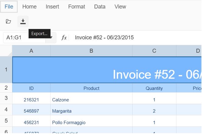Kendo UI for jQuery Spreadsheet Export to Excel dialog