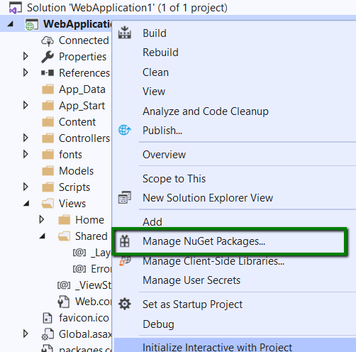 Kendo UI for jQuery Manage NuGet Packages