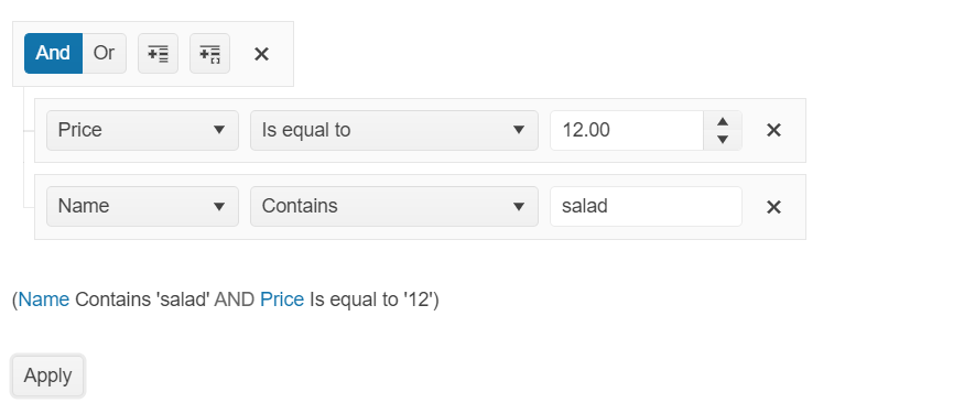 Kendo UI for jQuery Filter Component Overview