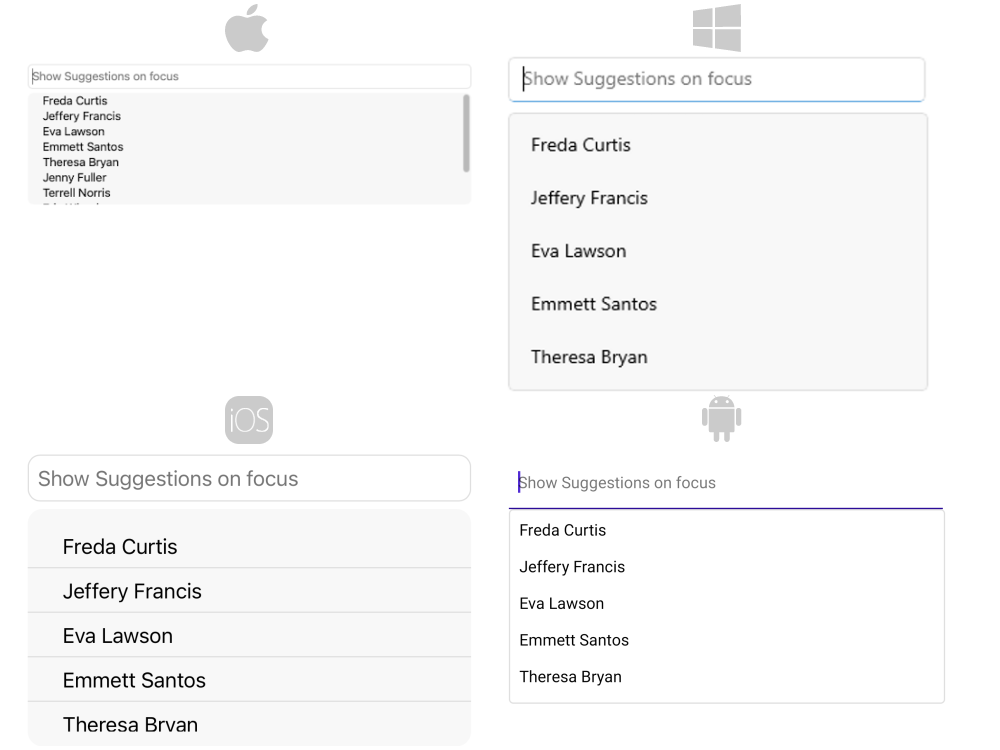AutoComplete ShowSuggestions .NET MAUI AutoComplete Show Suggestions