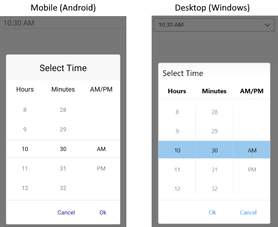TimePicker Picker mode
