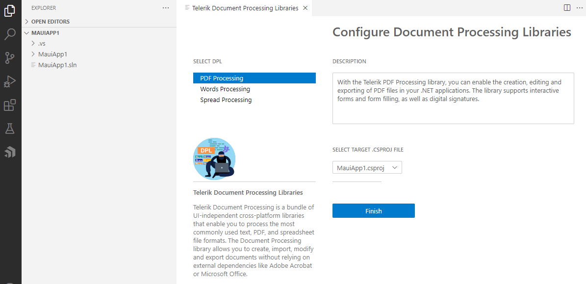 Telerik UI for .NET MAUI VS Code Extension Processing Libraries