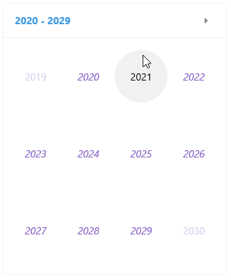 .NET MAUI Calendar Year Style Selector