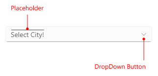Visual elements of ComboBox control Telerik UI for .NET MAUI ComboBox Placeholder Visual Structure