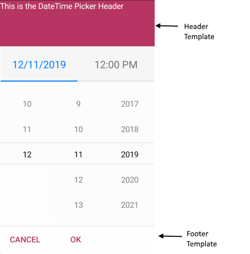 DateTimePicker FooterTemplate