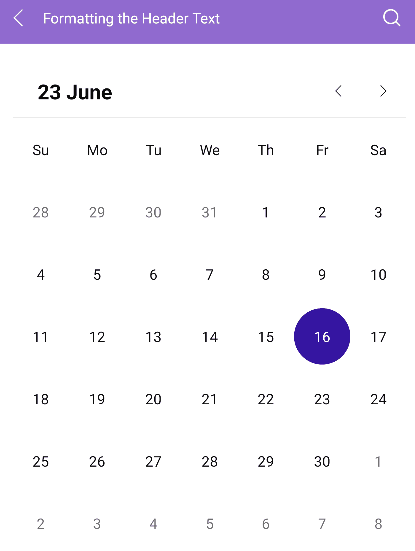 .NET MAUI Calendar Header Text Formatting