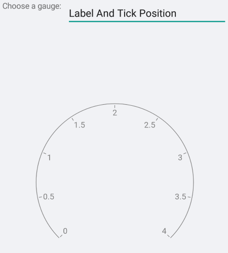 Gauge label and tick position