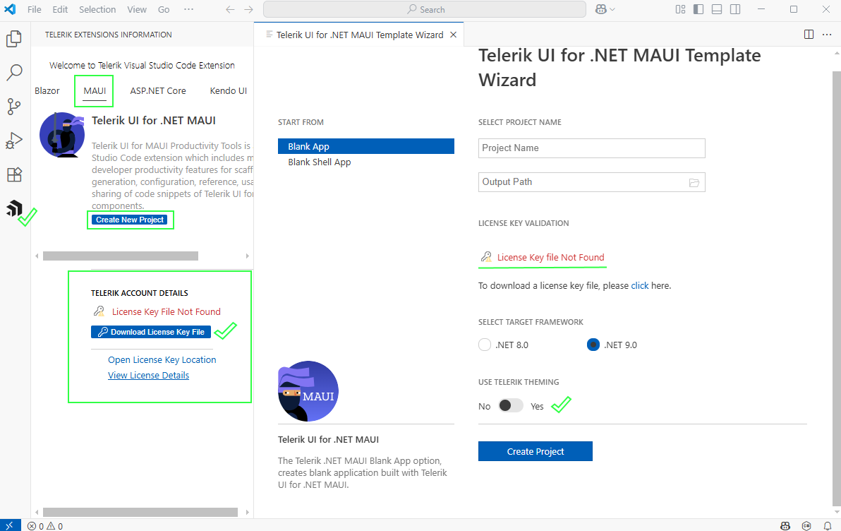 Telerik UI for .NET MAUI VS Code Extension