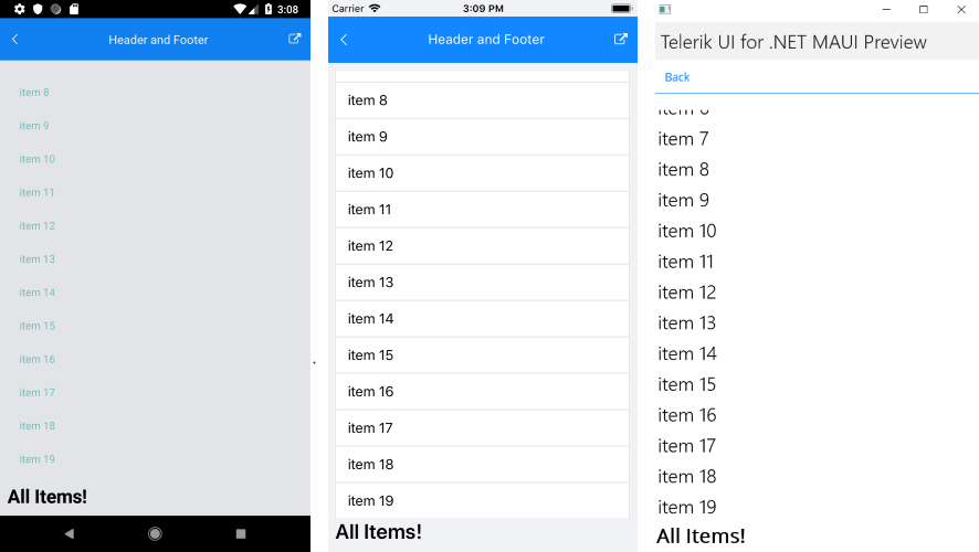 [RadListView Footer Template .NET MAUI ListView Footer Template