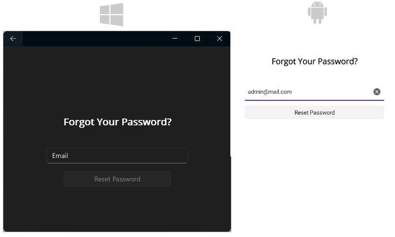 .NET MAUI Reset Password Page