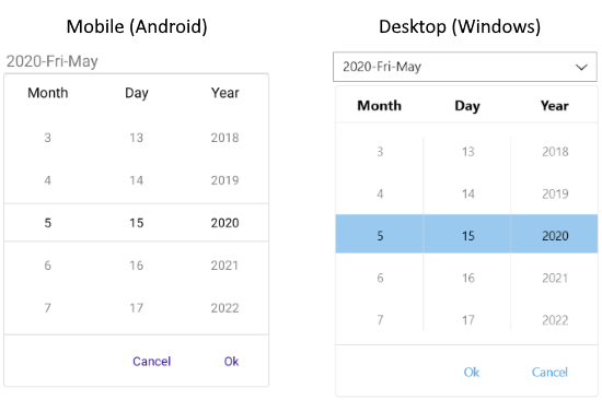 DatePicker Picker Mode