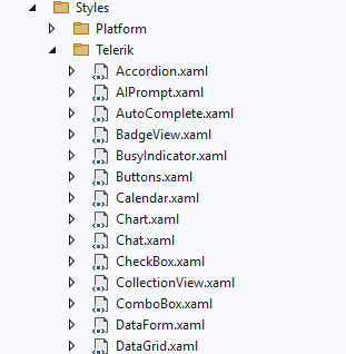 Telerik UI for .NET MAUI Styles folder