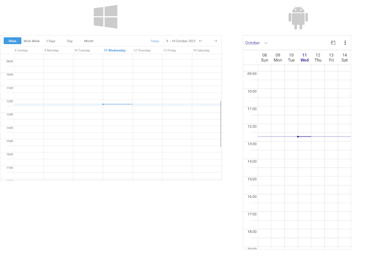 .NET MAUI Scheduler Week View