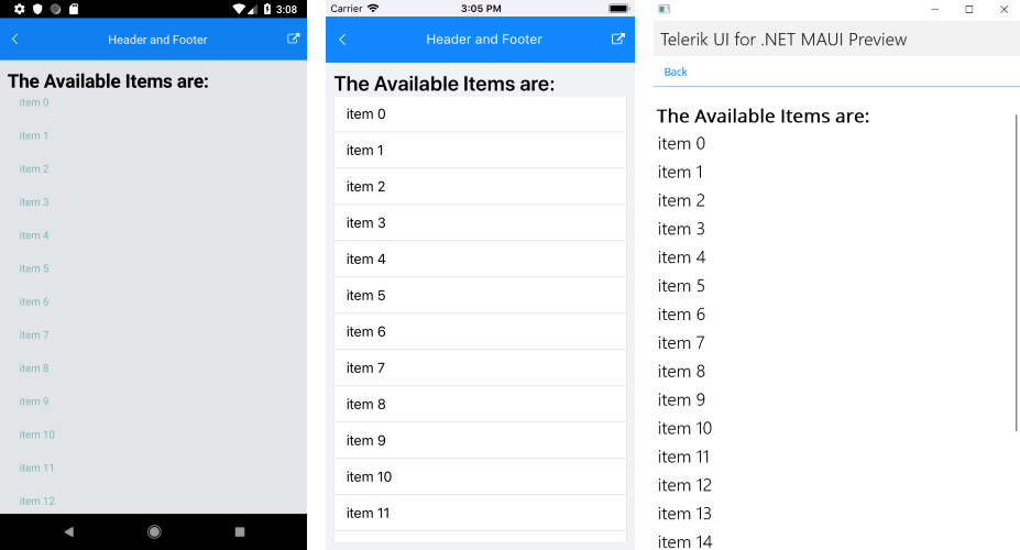 [RadListView Footer Template .NET MAUI ListView Header Template