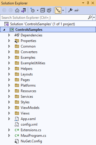 Telerik UI .NET MAUI ControlsSamples App VS