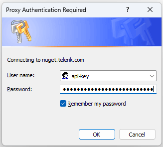 Windows authentication window in VS
