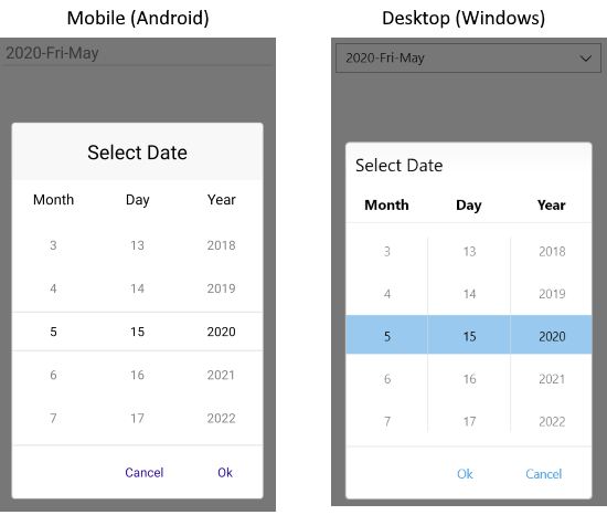 DatePicker Picker Mode