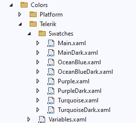 Telerik UI for .NET MAUI Colors folder