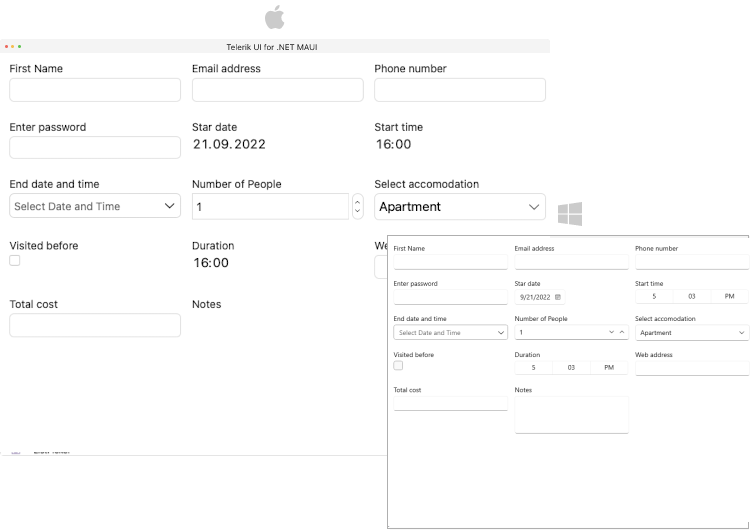 .NET MAUI DataForm Data Type Editors