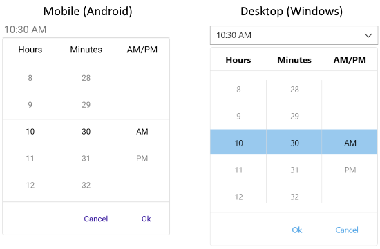 TimePicker Picker mode