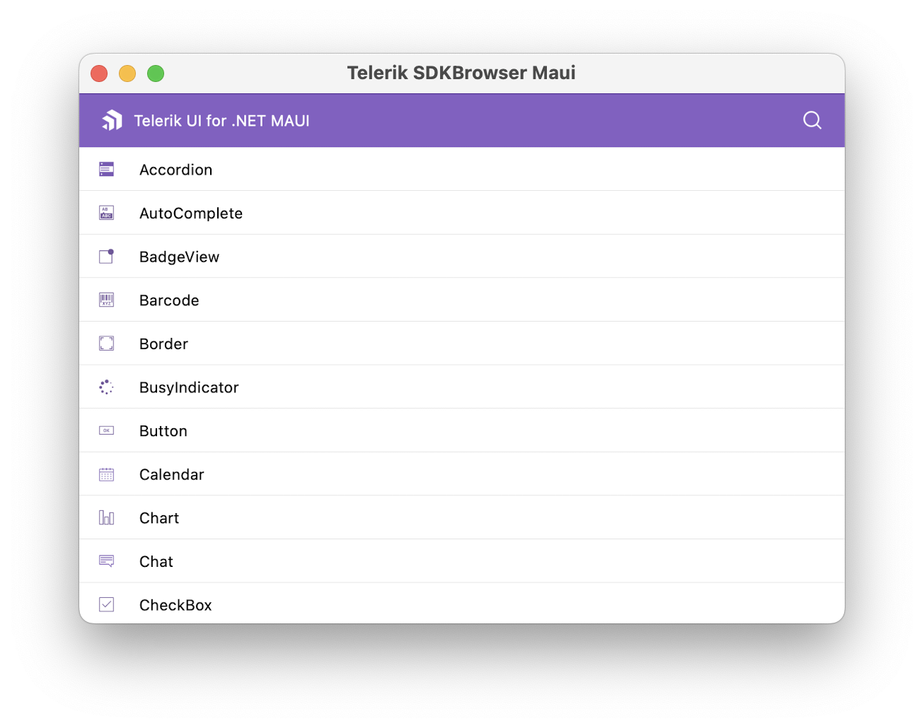 Telerik UI for .NET MAUI SDKBrowser App MacCatalyst