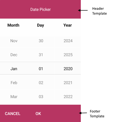 DatePicker FooterTemplate