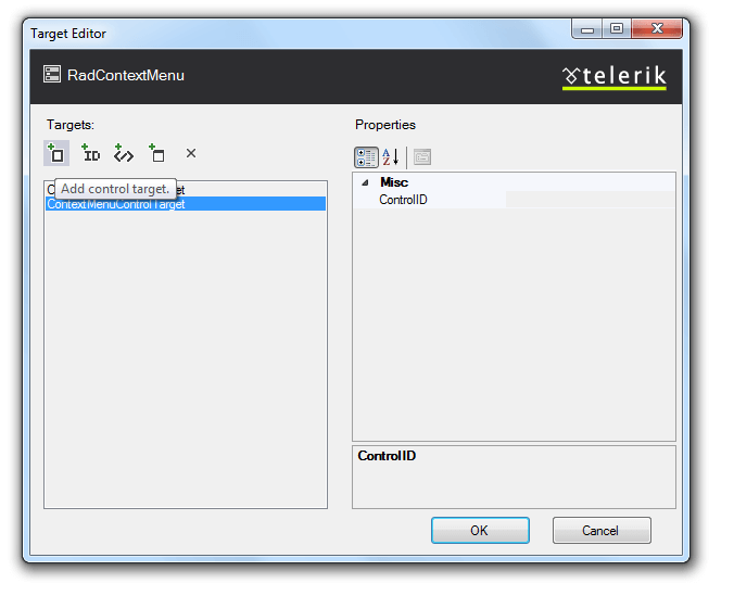 RadContextMenu Control Target